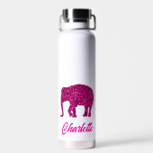 Glitterende hete roze Olifant Aangepaste naam Waterfles (Achterkant)