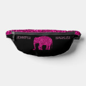Glitterende hete roze Olifant Aangepaste naam zwar Heuptasje (Liggend)