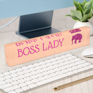 Glitterende hete roze Olifant glans Baas Dame perz Naambordje