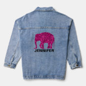 Glitterende hete roze Olifant Jouw aangepaste naam Denim Jacket (Achterkant)
