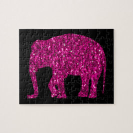 Glitterende hete roze Olifant nepglinters Legpuzzel