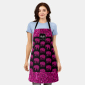 Glitterende hete roze Olifant nepglinters Monogram Schort (Gedragen)