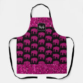 Glitterende hete roze Olifant nepglinters Monogram Schort (Voorkant)