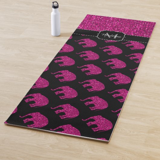 Glitterende hete roze Olifant nepglinters Monogram Yogamat (In situ)