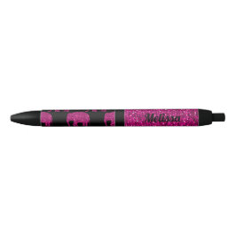 Glitterende hete roze Olifant nepglinters Uw naam Zwarte Inkt Pen