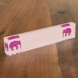 Glitterende hete roze Olifant nepsonzen roze rood Naambordje