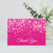 Glitterende hete roze Sweet 16 Bedankkaart (Staand voorkant)