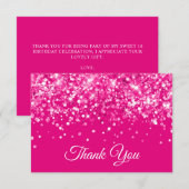 Glitterende hete roze Sweet 16 Bedankkaart (Voorkant / Achterkant)
