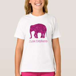 Glitterende hete roze tekst naar keuze: 'Ik hou va T-shirt