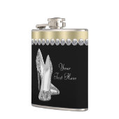 Glitterende hoge hakken zwart en goud heupfles (Links)