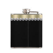 Glitterende hoge hakken zwart en goud heupfles (Achterkant)