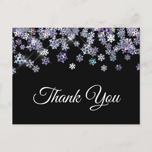 Glitterende Holografische Sneeuwvlokken Bedankt Briefkaart (Voorkant)