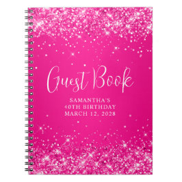 Glitterende Hot Pink Ombre 40e Verjaardag Gast Notitieboek