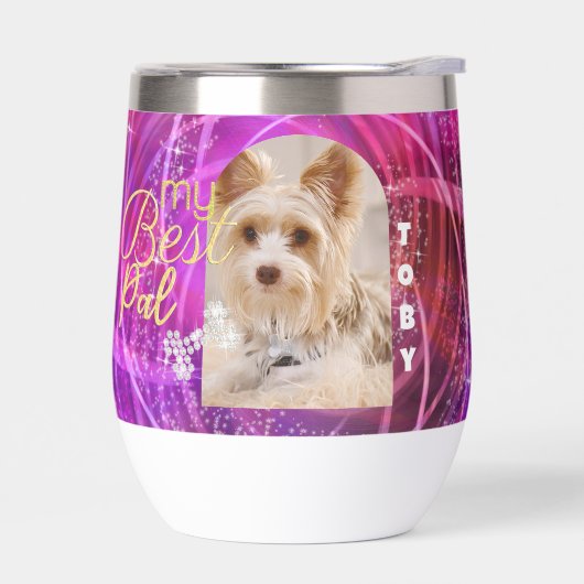 Glitterende huisdier hond foto mangenta (Links)