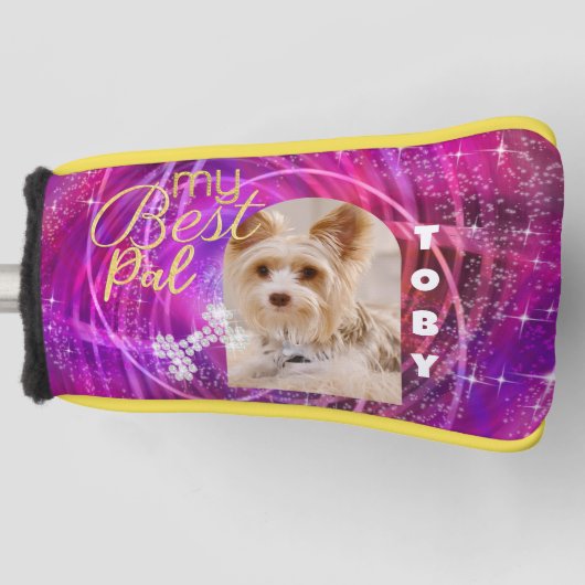 Glitterende huisdier hond foto mangenta golfheadcover (Voorkant)