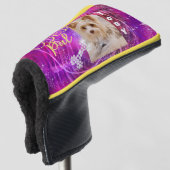 Glitterende huisdier hond foto mangenta golfheadcover (3/4 voorkant)