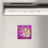 Glitterende huisdier hond foto mangenta magneet (Insitu (Vaatwasser))