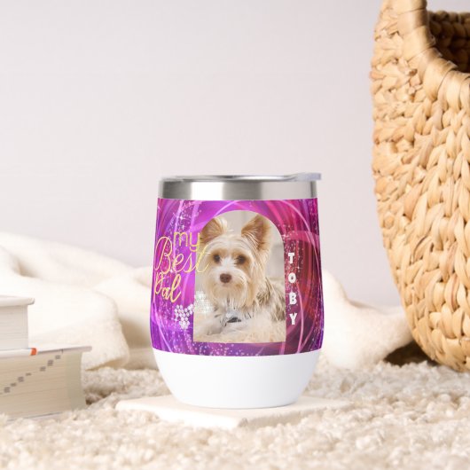Glitterende huisdierhond foto Mangenta (Woonkamer)