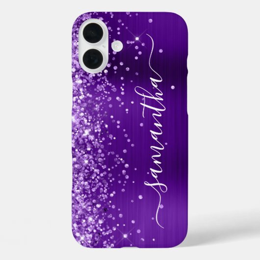 Glitterende Indigo Paarse Meisjesachtige Handteken Case-Mate iPhone Case (Achterkant)