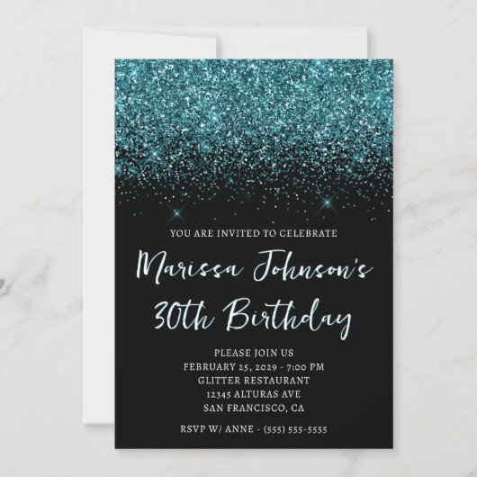 Glitterende Jager Groen Glitter Zwart 30e Verjaard Kaart (Voorkant)