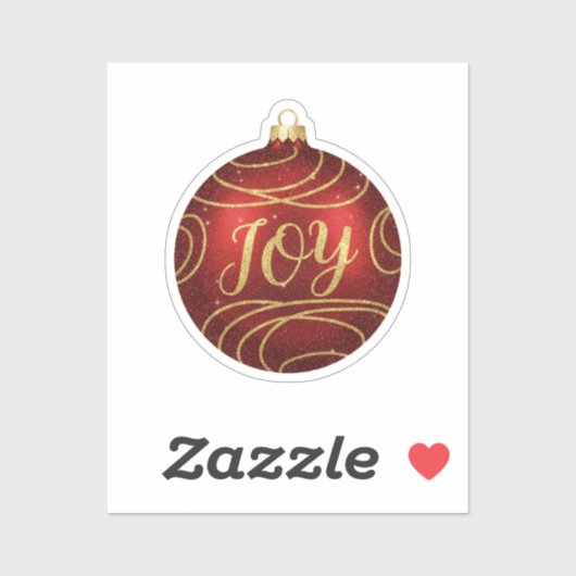 Glitterende JOY Kerstbal Kerstbericht Sticker (Vel)