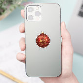 Glitterende JOY Kerstbal Kerstbericht Sticker (Telefoon)