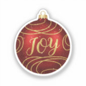 Glitterende JOY Kerstbal Kerstbericht Sticker (Voorkant)