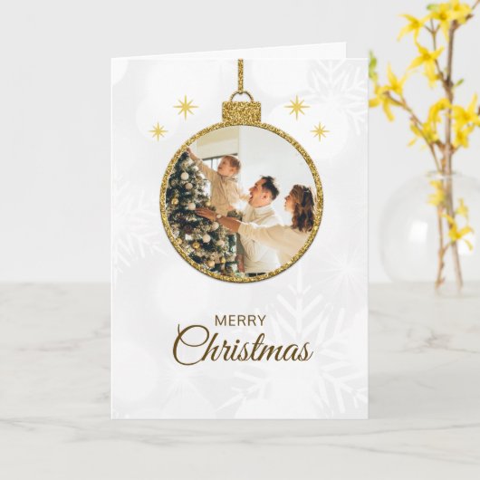 Glitterende kerst ornament kerst kaart (Gele Bloem)