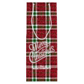 Glitterende Kerst Plaid Wijn Cadeautas (Achterkant)