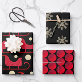 Glitterende Kerst Rode Glitter Cirkels slee van st Inpakpapier Vel