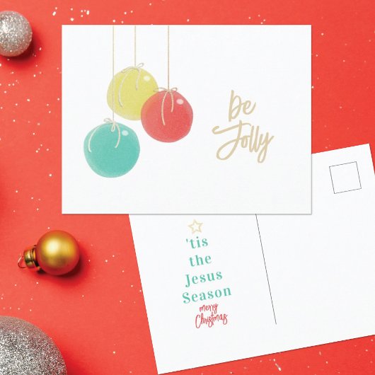 Glitterende Kerstballen Ansichtkaart Feestdagenkaart