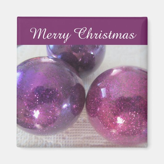 Glitterende Kerstballen Magneet (Voorkant)