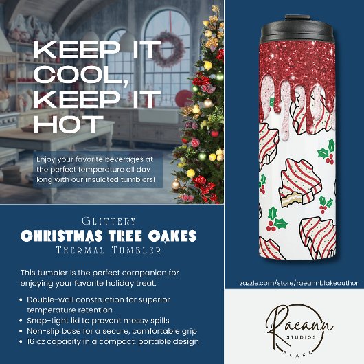 Glitterende Kerstboom Cake Thermische Bekerkop Thermosbeker