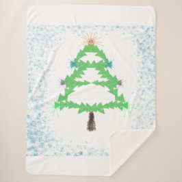 Glitterende Kerstboom Sherpa Deken