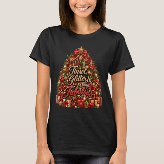 Glitterende Kerstboom T-Shirt (Voorkant)