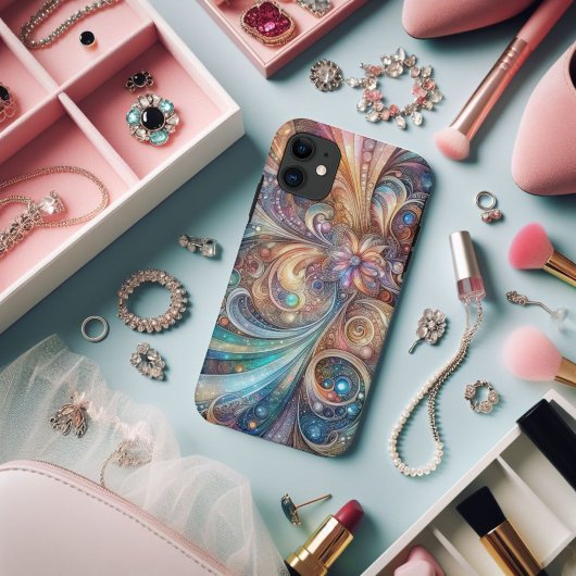 Glitterende Kleurrijke Abstracte Art Nouveau Case-Mate iPhone Case