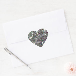 Glitterende kleurrijke zilveren mozaïek hart sticker