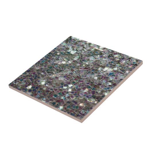 Glitterende kleurrijke zilveren mozaïek tegeltje (Zijkant)