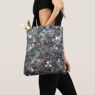 Glitterende kleurrijke zilveren mozaïek tote bag