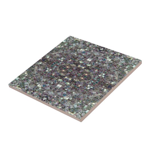 Glitterende kleurrijke zilveren mozaïek v4 - Manda Tegeltje (Zijkant)