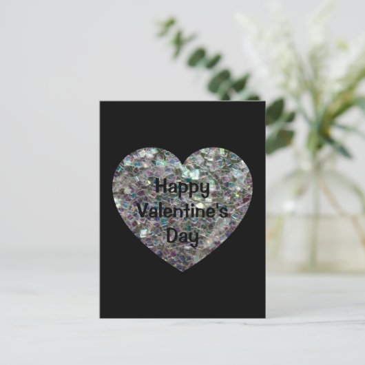 Glitterende kleurrijke zilveren mozaïek Valentijns Briefkaart (Staand voorkant)
