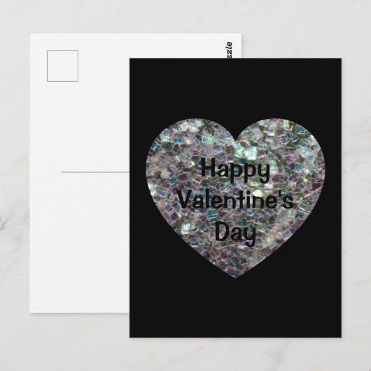 Glitterende kleurrijke zilveren mozaïek Valentijns Briefkaart (Voorkant / Achterkant)