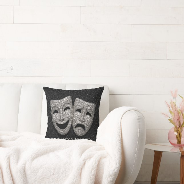 Glitterende Komedie & Tragedie Drama Masker Kussen (Bank)