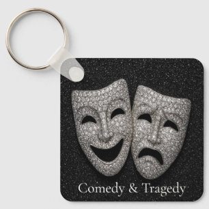 Glitterende Komedie & Tragedie Drama Masker Sleutelhanger