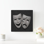 Glitterende Komedie & Tragedie Drama Masker Vierkante Klok (Huis)