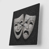 Glitterende Komedie & Tragedie Drama Masker Vierkante Klok (Hoek)