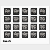 Glitterende Komedie & Tragedie Drama Masker Vierkante Sticker (Vel)