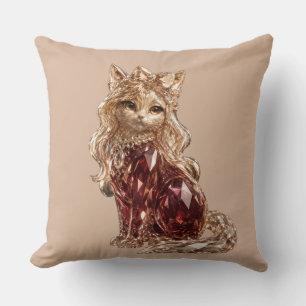 Glitterende Kristal Cute Kat Goud Roze Kussen