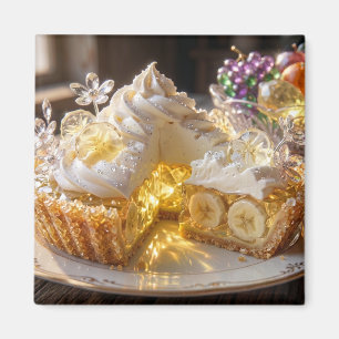Glitterende Kristallen Banaan Cream Taart Magneet