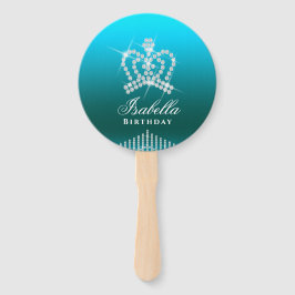 Glitterende Kroon Aqua Handwaaier